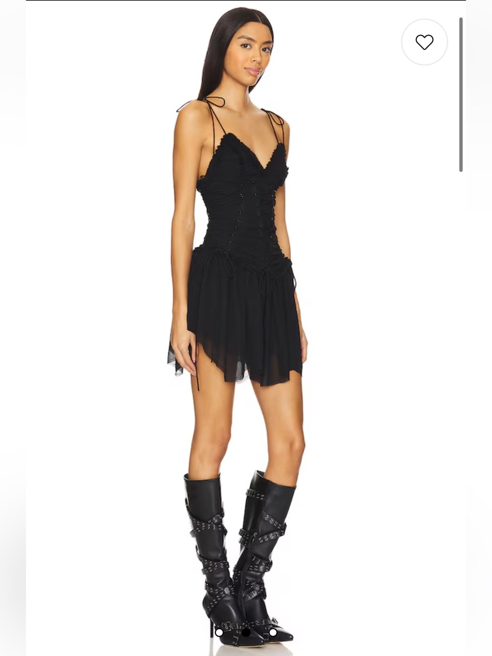 h:ours Black Spaghetti Strap Corset Lace up Mini Dress Size Small